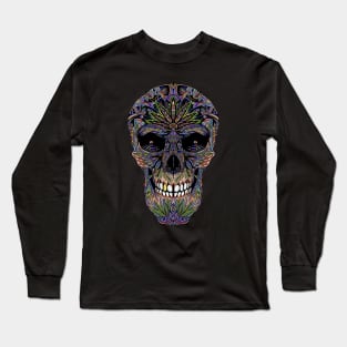 Sugar Skull Day of the Dead Art version #1 Colored Long Sleeve T-Shirt